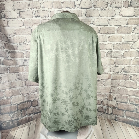 Caribbean Tall Man Silk Blend Palm Damask Print Shirt NWT Sage Green Size 2XT - Picture 11 of 15